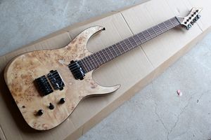 Personalizada de fábrica 6-String guitarra elétrica com Ash Burl Corpo e grãos de bordo Veneer, Black Hardwares, oferta personalizada