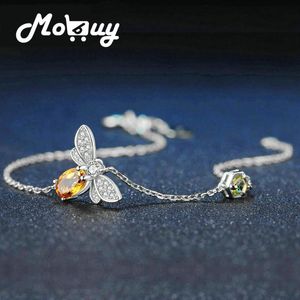 MoBuy Love Bee 925 Sterling Silber Armband Frau Citrin Edelsteine Schmuck Weißgold vergoldet Kettenschmuck MBHI059