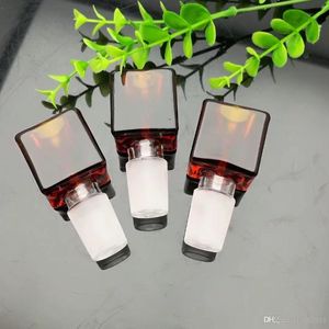 Red brown glass square bubble head Glass Bbong Wwater Pipe Titanium nail grinder, Glass Bubblers For Smoking Pipe Mix Colors