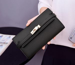 Women Lock Long Style Designer Wallets Lady Phone Phone Fashion Multi Card Blutchs Black/Pink/Orange/Ray No1128