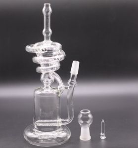 8,7 tum Unik Design Återvinningsglas vattenpipor Böjd typ Inline Perc Oil Dap Rig med hona 14 mm skål för rökning