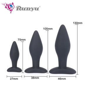 3 Sztuk / zestaw 3 Rozmiary Silikonowe Wtyczka Anal Masaż Plug Butt Plug Odbycie Dilator Nie Wibrator Dorosłych Buttplug Sex Zabawki Dla Kobiet Mężczyzna wesoły J190522