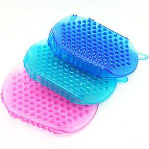 Double-sided Meridian Brush Bath Shampoo Scalp Massage Brushes Gloves Exfoliation Shower Brush For Body Cleaning Silicone Scrubber GGA3014