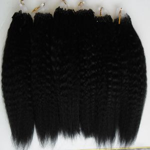 Yaki Human Hair Micro-Schleife Menschliche Haarverlängerungen 100g Verworrene Gerade Corase Yaki 100% Humanerweiterungen Kapsel Keratin Perlenhaar