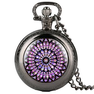 Notre Dame de Paris Cathedral Display Watches Antique Quartz Pocket Watch Necklace Chain Clock souvenir Gåvor för män Women249U