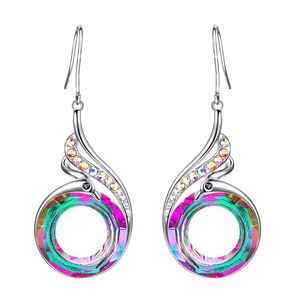 Hot Selling 925 Silver Peacock Stud Earring Womens Gradual Colorful Crystal Dangle Earring Fashion Animal Jewelry Wholesale