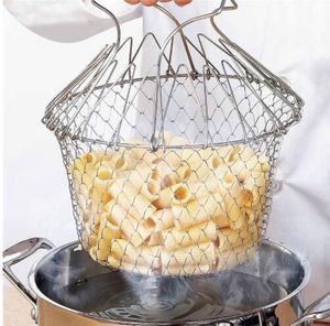 Foldable Steam Rinse Strain Basket Strainer Net Kitchen Cooking Magic Basket Strainer Net Kitchen Cooking Tool