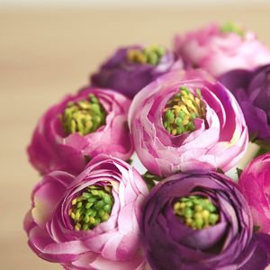 9 adet / Buket Yapay İpek Çiçek Ranunculus Gerçek Dokunmatik Ipek Çiçekler Simülasyon Çiçek Düğün Ev Masa Dekorasyon için Sahte çiçek