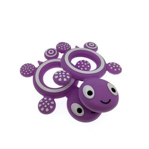 Partihandel silikon teether säkerhet sköldpadda barn barn mat klass silikon soother teething turtle tuggbar napp