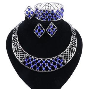 Wesele Naszyjnik Biżuteria Zestawy dla Kobiet Moda Krysztalrhinestone Posrebrzane Wisiorek Zestaw Biżuterii Akcesoria 6Colors
