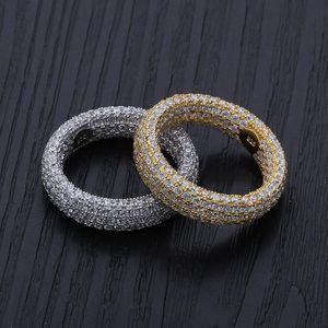 Europeus e americanos HotsaleHip Hop Personalidade Anel de 925 prata esterlina homens Micro Inserir Zircon anel banhado de ouro 18K Anel de Prata