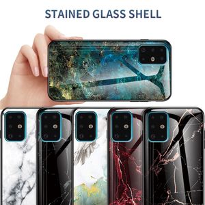 Handyhüllen aus Marmor aus gehärtetem Glas für Samsung Galaxy S20 Ultra S21 Plus Note 10 S10 A72 A52 A32 Note20 A42 A31