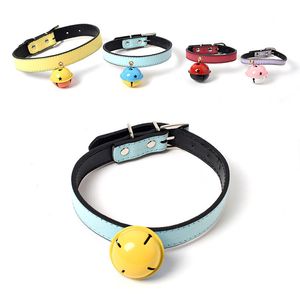 Soft Adjustable Collar with Bell 4 Size Fashion Leather Dog Cat Puppy Dogs Necklace Pet Collars Bells VT1540