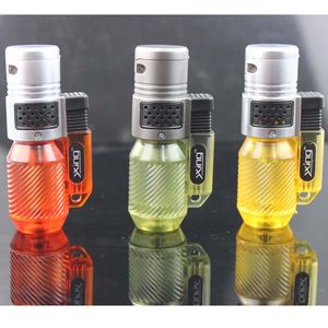 New Arrival Free Shipping Genuine Torch Transparent three Straight Fire Wind proof Inflatable Lighter Torch Cigar Lighter