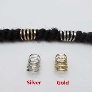 Gold/Silver adjustable hair dread Braids dreadlock Beads cuffs clips for Hair accessories