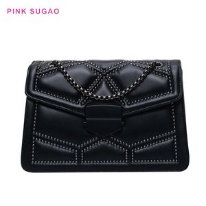 ピンクの菅野デザイナーの高級チェーンバッグ女性ショルダーバッグ新しいファッションBrwクロスボディバッグリベット財布レディショルダーバッグPUレザー