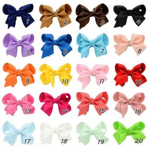 100 st koreanska 3 tum Grosgrain Ribbon Hairbows Baby Girl Accessories With Clip Boutique Hair Bows Hairpins Hair Ties A76