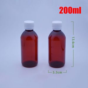 100 adet 200 ml Amber Renk sızdırmaz PET Şişeler, Boş Konteyner, Sıvı Plastik Şişeler-Beyaz Renk Vidalı Kapaklı Emniyet Kilidi