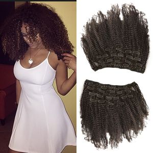 100% Virgin Human Hair 7pcs/Set 4B, 4C Wholesale Chough Clip in Extensions Natural Black for Black Women Free Frakt G-ESY