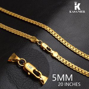 남자 옆으로 링크 체인 목걸이 5mm 너비 18k 골드 20 인치 넥 체인 커브 뱀 목걸이 새로운 웨딩 패션 보석 accesories