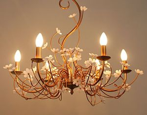 American Pastoral goldenes Eisen Blütenblatt Blume Pendelleuchte Lampe Schlafzimmer Esszimmer Gabe Beleuchtung MYY