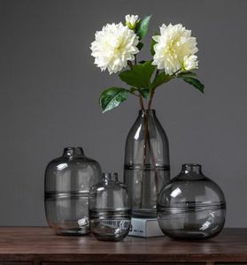 Vaso di vetro moderno e minimalista per la casa soggiorno camera modello tavolo da pranzo top composizione floreale ornamenti decorativi floreali trasparenti