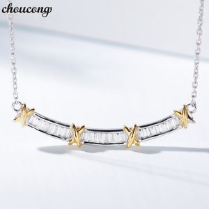 choucong Fashion Cross Pendants 5A Zircon Cz Real 925 Sterling silver Wedding Pendant with Necklace for women Bridal jewelry