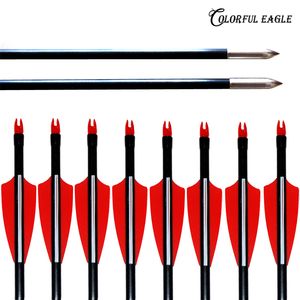 12PCS / 많은 유리 섬유 화살표 31.5 / 30 / 29 / 28inch 양궁 헌터 Nocks Fletched 화살표 화합물 곡궁 대상 화살표