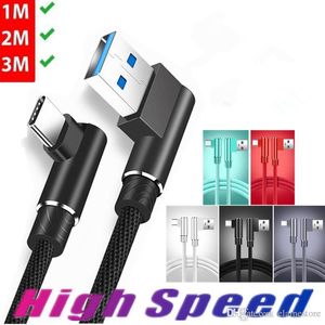 Cavi USB di tipo C a doppio gomito da 90 gradi per Samsung S9 Note8 Note9 Ricarica rapida Sincronizzazione dati Carica Micro cavo Android universale