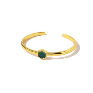 Fashion Designer New Hot Bracelet Polygon Malachite Copper Plated opening bracelet For Women Charm Jewelry wholesale