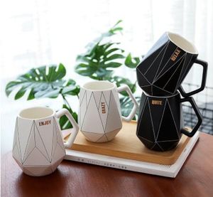 Keramisk kopp kreativ polygonal keramik mugg kontor kaffekopp mjölk kopp par gulliga diamantkoppar fabrik direkt muggar