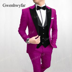 GWENHWYFARコスチュームHomme Lake Blue Formal Wedding Suits for Men Custom Mend Mens Suits Ternos Masculino Slim Fit Tuxedo 3 Pieces234C