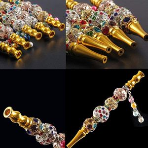 12 cm Length Pipes 4 balls gold beads lantern shape metal mouthpiece detachably pipe loop filter water pipe smoking accessories