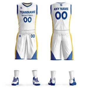 Custom Mens Basketball Jersey sätter DIY Uniforms Kits Boys Sportkläder Dwyane Wade Whiteside Andas anpassade högskoleam