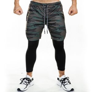 Running Sweatpants Mens Shorts och Leggings 2 i 1 Sportkläder Gym Fitness Sportbyxor Legging Crossfit Jogger Workout Kläder