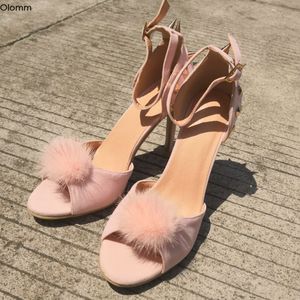 Rontic New Arrival Women Sandals 섹시 리벳 얇은 하이힐 샌들 오픈 발가락 예쁜 분홍색 파티 신발 여성 미국 플러스 사이즈 5-15