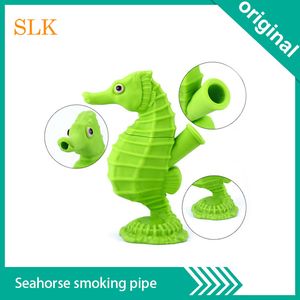 DHL Seahorse Glass Pipes Pyrex Silicone Smoking Pipe High Quality Silicone Bongs Cheap Straight Smoking Accessories Cute Design Water Pipe