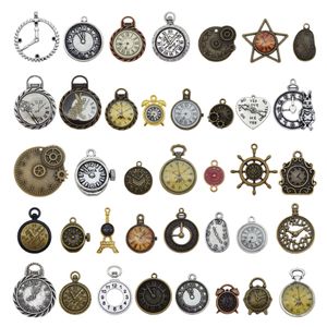 30pcs Random Mixed Clock Watch Face Components Charms Alloy Necklace Pendant Finding Jewelry Making Steampunk DIY Accessory