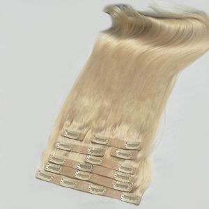 Indian PU Wefts Seamless Clip In 150g blonde Natural Brown Straight Cuticle Aligned Remy Virgin Human Hair Extension, free shipping