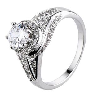 10 st Luckyshiine 925 Silver Kvinnor Crystal Zircon Bröllop Ringar Unik Vintage Holiday Gift Ring Smycken Ny