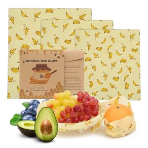 3pcs/set Beeswax Wrap Recyclable Bee Wax Food Keep Fresh Wraps Sandwich Fruits Vegetable Storage Wrapper