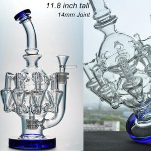 11.8 hookah Inches Cool Glass Bongs Matrix Perc Water Pipes Recycler Bong Octopus Arms Dan Oil Rigs Hookahs Bubbler With 14mm Joint