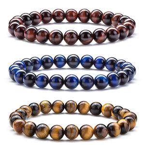 8 MM A++ Naturstein Männer Frauen Tigerauge Rock Diffusor Armband Elastische Yoga Achat Perlen Armband Unisex