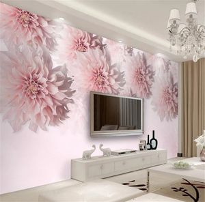 Wholesale 3d Wallpaper Beautiful Romantic Chrysanthemum Living Room Bedroom Background Wall Decoration Mural Wall paper
