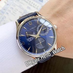 New Master Ultra Thin Reserve De Marche 1378480 Power Reserve Automatic Mens Watch Blue Dial Steel Case Blue Leather Watches Hello_Watch