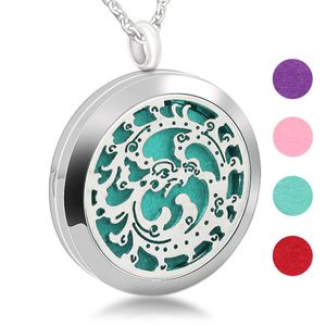 Anti-fatigue Aromatherapy Essential Oil Charm Necklace Stainless Steel Wave Pattern Fashion Pendant