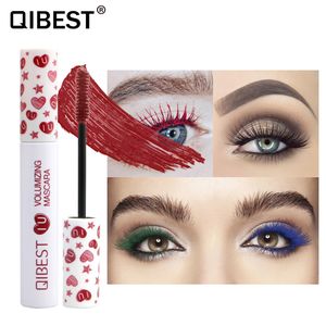 Mascara colorato Red Maroon Eye Makeup Mascara Cosplay QIBEST Volume Curling Allungamento Ciglia Occhi Make up