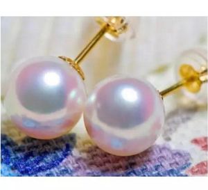 Orecchini di perle bianche rotonde da 9-10 mm dei Mari del Sud, accessori in oro 14k