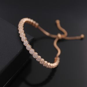 Fashion-steel love Bracelet&bangle Hot Copper Micro Inlaid Exquisite Shine 6 crystal Round Flower C Type Crystal Telescopic H Bracelet