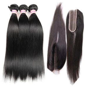 Brazilian Straight Hair Bundle With x6 Kim Kardashian lace Closure Middle Part Natural Color Unprocessed Virgin Human Hair Extensions